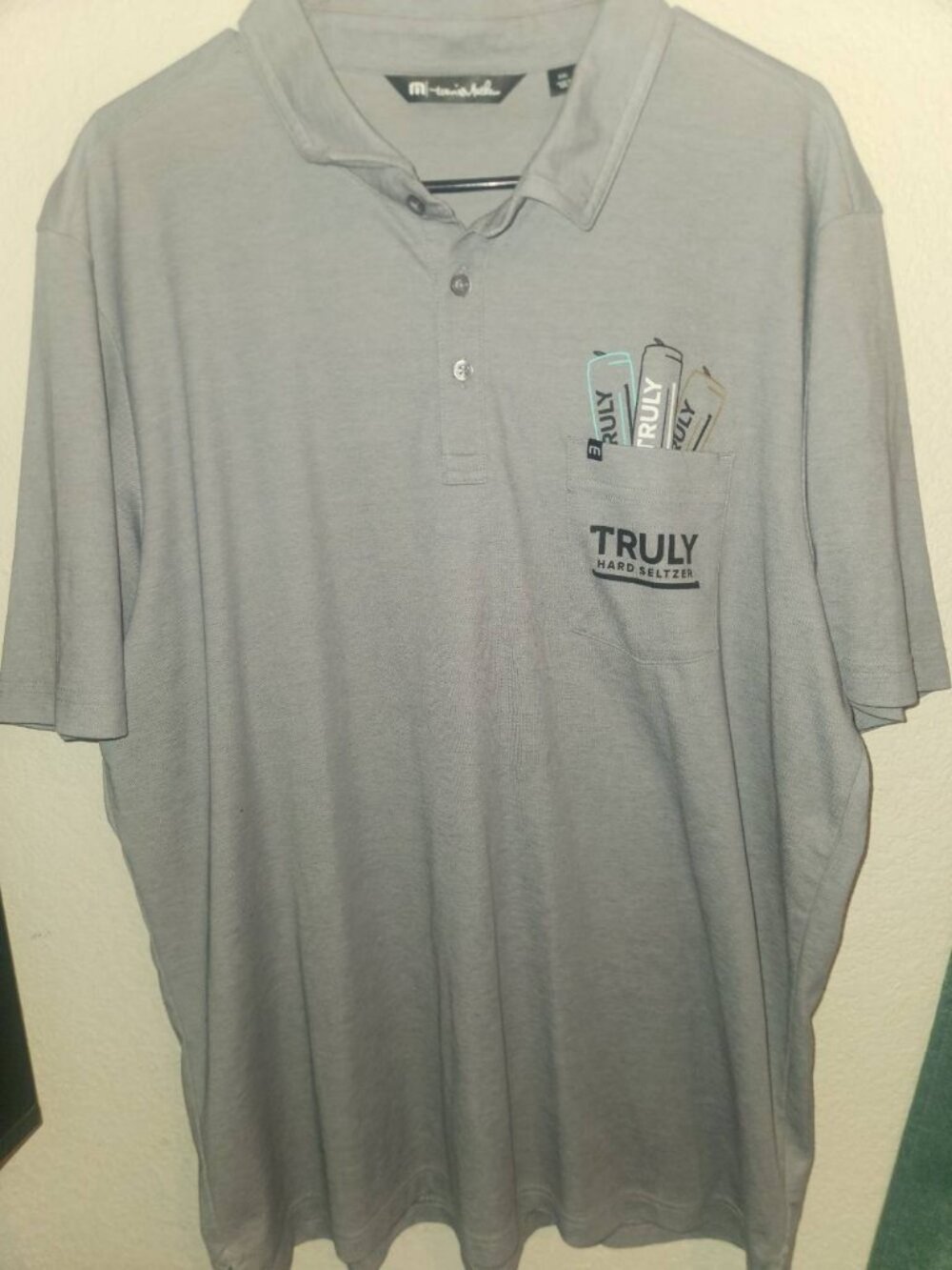 TravisMathew Mens XXL Grey Truly Hard Seltzer Short Sleeve Golf Polo Shirt
